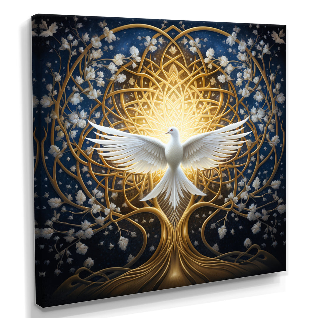 Celestial Dove Bringing Peace - Dove Large Canvas Wall Art