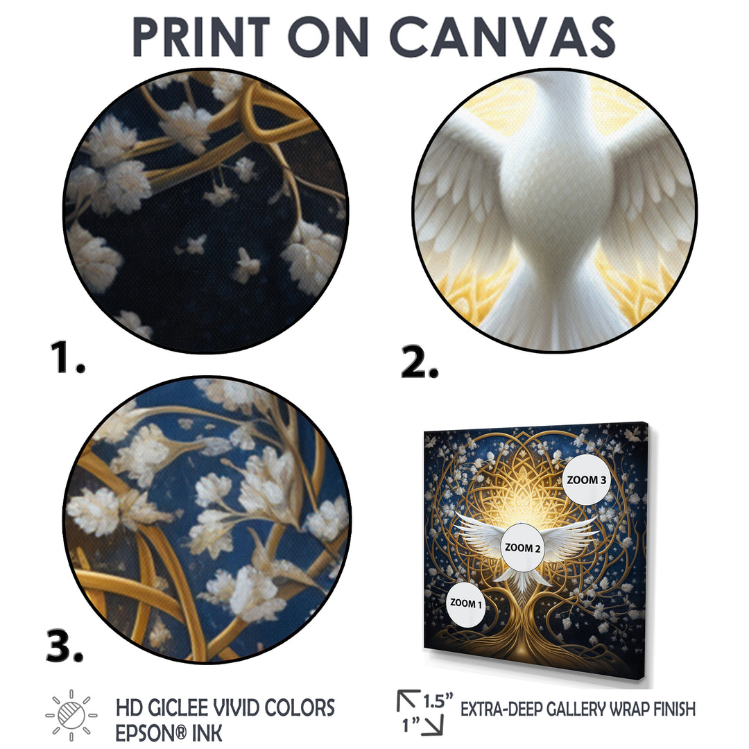 Celestial Dove Bringing Peace - Dove Large Canvas Wall Art