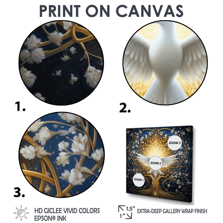 Celestial Dove Bringing Peace - Dove Large Canvas Wall Art