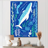 Deep Ocean Whale Retro Illustration - Whale Home Decor Art