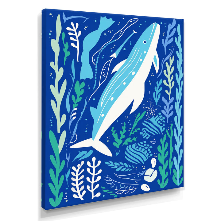 Deep Ocean Whale Retro Illustration - Whale Home Decor Art