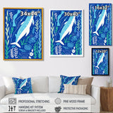Deep Ocean Whale Retro Illustration - Whale Home Decor Art