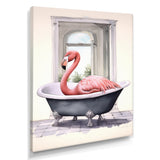 Pink Flamingo In Bathtub - Flamingo Bedroom Wall Art