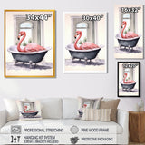 Pink Flamingo In Bathtub - Flamingo Bedroom Wall Art
