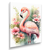Pink Flamingo Floral Watercolor - Flamingo Wall Art Prints