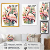 Pink Flamingo Floral Watercolor - Flamingo Wall Art Prints