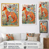 Boho Fox In Flower Forest - Orange Fox Wall Art