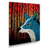 Minimal Fox Hunting In The Forest - Fox Framed Canvas Art