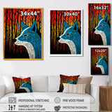 Minimal Fox Hunting In The Forest - Fox Framed Canvas Art