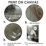White Heron Looking For River Pray - Heron Framed Canvas Art