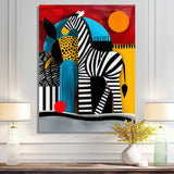Playful Zebra Geometric Retro Abstract - Zebra Home Decor Art