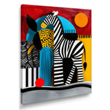 Playful Zebra Geometric Retro Abstract - Zebra Home Decor Art