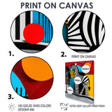 Playful Zebra Geometric Retro Abstract - Zebra Home Decor Art