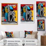 Playful Zebra Geometric Retro Abstract - Zebra Home Decor Art