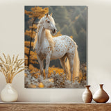 Majestic White Horse Autumn Forest Sunset - Horse Canvas Wall Art