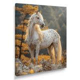 Majestic White Horse Autumn Forest Sunset - Horse Canvas Wall Art