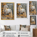 Majestic White Horse Autumn Forest Sunset - Horse Canvas Wall Art