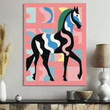 Gracious Black Horse Retro Illustration - Horse Wall Decor