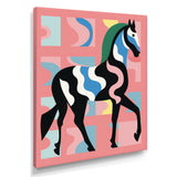Gracious Black Horse Retro Illustration - Horse Wall Decor