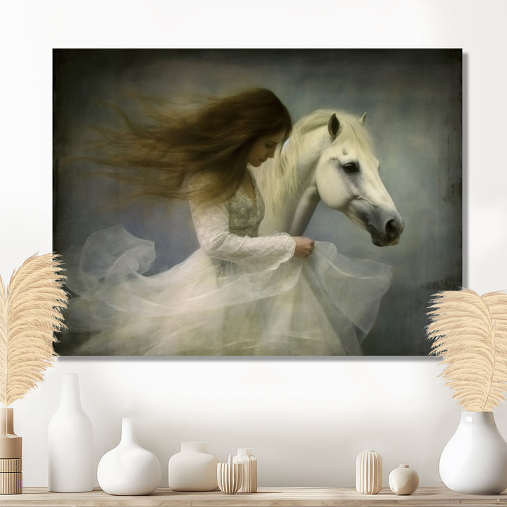 White Dancer With White Horse - Horse Wall Art Prints