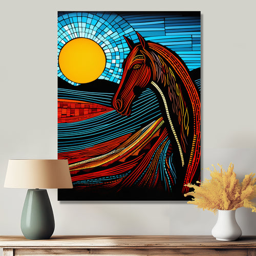 Full Moon Horse Abstract Retro - Multi-Color Horse Wall Art