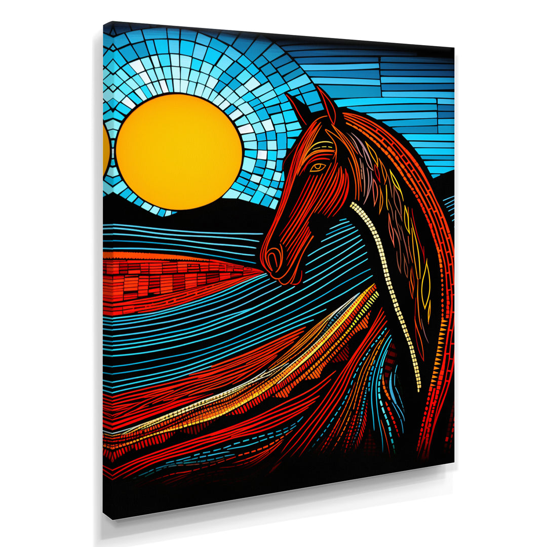Full Moon Horse Abstract Retro - Multi-Color Horse Wall Art