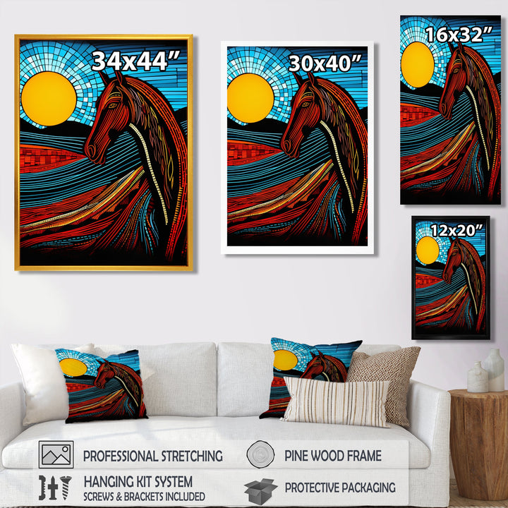 Full Moon Horse Abstract Retro - Multi-Color Horse Wall Art