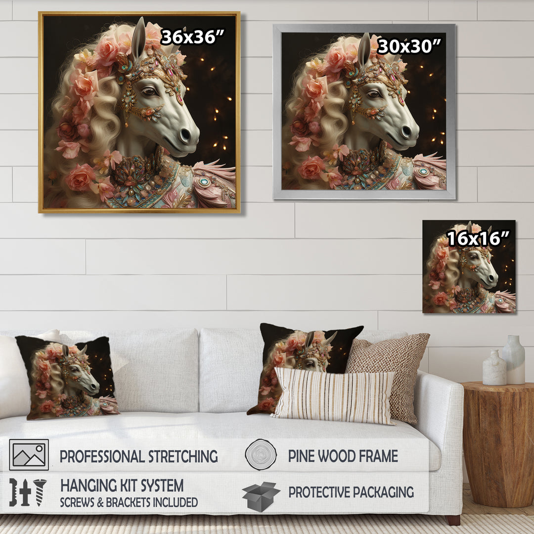 Gracious Horse Retro Glam - Horse Large Canvas Wall Art