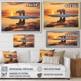 Polar Bear On Iceberg Pink Sunset - Bear Landscape Bedroom Wall Art