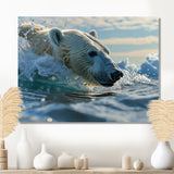 Polar Bear Swimming In Artic Sea - Bear Canvas Wall Art