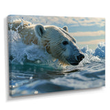 Polar Bear Swimming In Artic Sea - Bear Canvas Wall Art