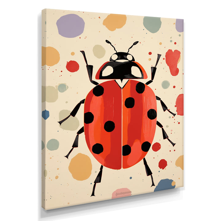 Lady Bug Vintage Retro Illustration - Insects &amp; Bugs Canvas Wall Art