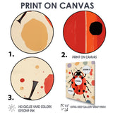 Lady Bug Vintage Retro Illustration - Insects & Bugs Canvas Wall Art