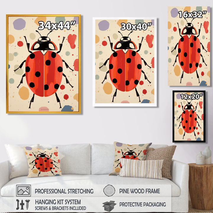 Lady Bug Vintage Retro Illustration - Insects &amp; Bugs Canvas Wall Art