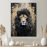Majestic Lion Retro Collage - Lion Framed Canvas Art