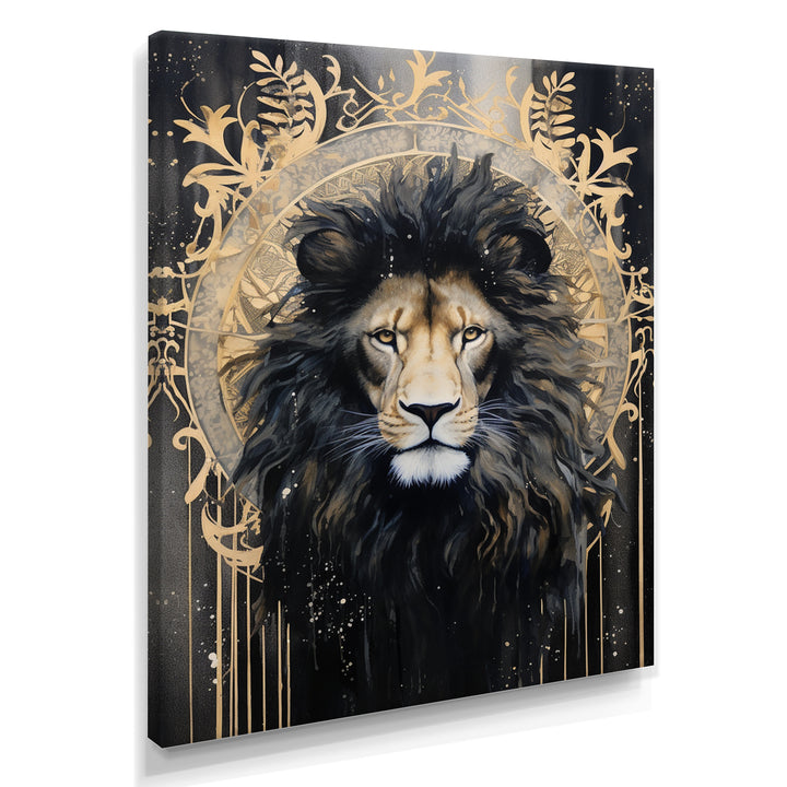 Majestic Lion Retro Collage - Lion Framed Canvas Art