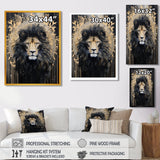 Majestic Lion Retro Collage - Lion Framed Canvas Art