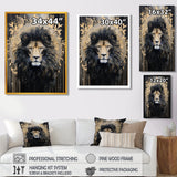 Majestic Lion Retro Collage - Lion Framed Canvas Art