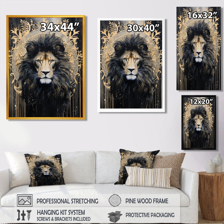 Majestic Lion Retro Collage - Lion Framed Canvas Art