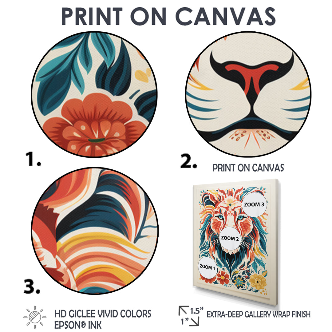 Multi-color LION GRAPHIC - Lion Bedroom Wall Art