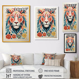 Multi-color LION GRAPHIC - Lion Bedroom Wall Art