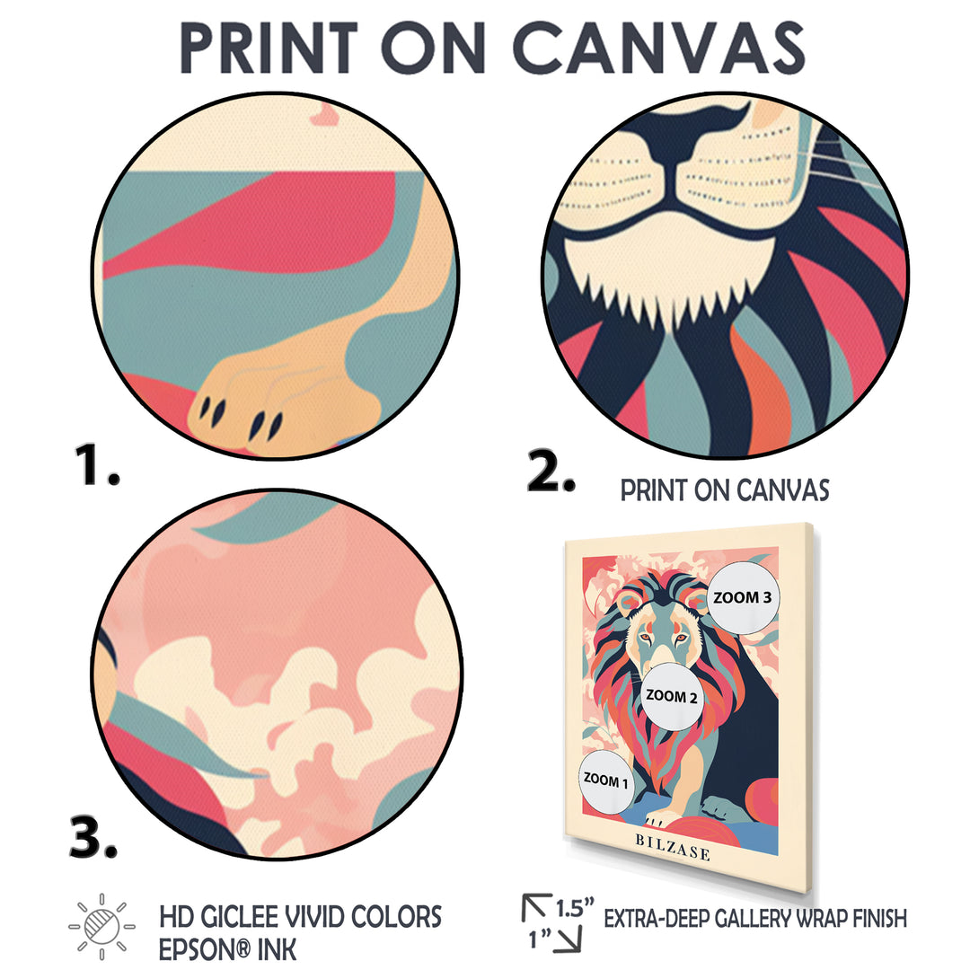 Magnificent Lion Retro Illustration Faded Colors - Lion Wall Decor