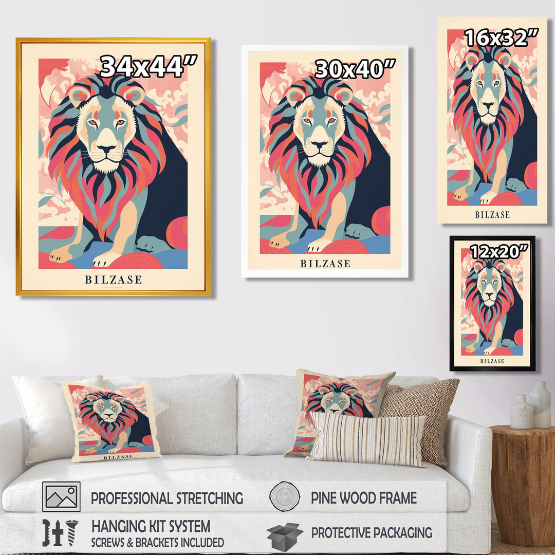 Magnificent Lion Retro Illustration Faded Colors - Lion Wall Decor