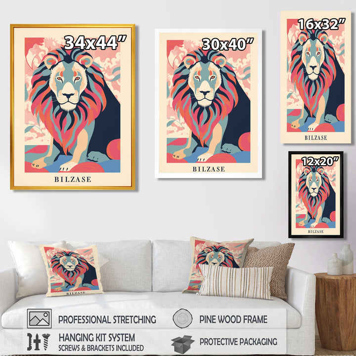 Magnificent Lion Retro Illustration Faded Colors - Lion Wall Decor