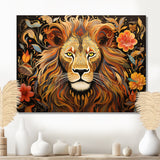 Gorgeous Lion Flower Boho Portrait - Lion Wall Decor
