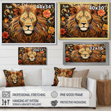 Gorgeous Lion Flower Boho Portrait - Lion Wall Decor