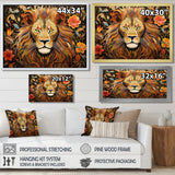 Gorgeous Lion Flower Boho Portrait - Lion Wall Decor