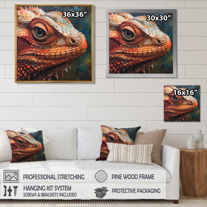 Smirky Red Lizard Portrait - Lizard Wall Art Prints