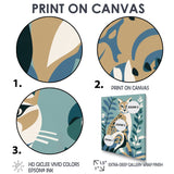 Lynx Portrait Faded Retro Blue Illustration - Brown Cat Wall Art