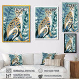 Lynx Portrait Faded Retro Blue Illustration - Brown Cat Wall Art